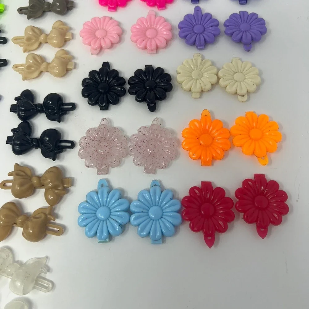 Kids Plastic Hair Barrettes Lot 60 Pc Sunflower Daisy Bow Clips Cute Accessories